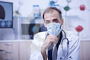 Close Up Portrait of Surgeon Doctor Man Wear Surgical Mask