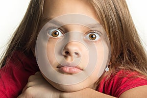 Close-up portrait of teenage girl with bulging eyes
