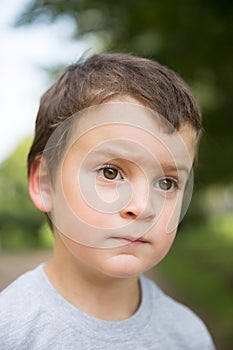 Close-up portrait thinking boy