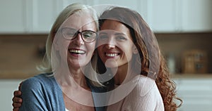 Close up portrait of two generational women family