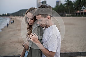 Close up portrait of two young people in love