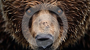 Close-up portrait wild brown bear generated by AI tool.