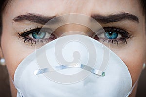 Close-up portrait woman wearing a face mask