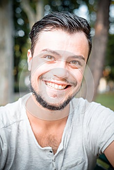 Close up portrait of youg stylish man