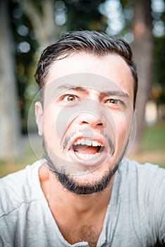 Close up portrait of youg stylish man