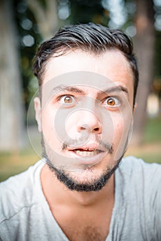 Close up portrait of youg stylish man