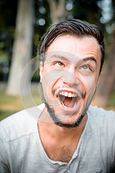 Close up portrait of youg stylish man