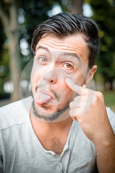 Close up portrait of youg stylish man