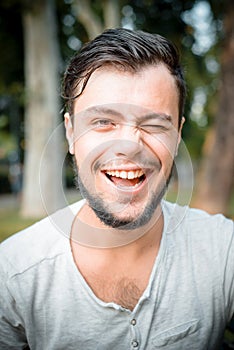 Close up portrait of youg stylish man