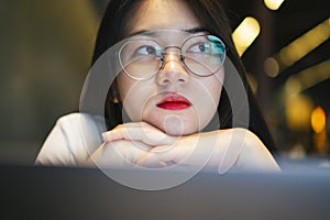 Close up portrait young beautiful asian woman