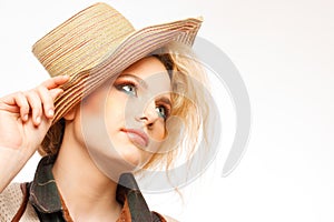 Close-up portrait of young beautiful woman