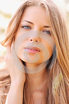 Close up portrait of young beautiful woman