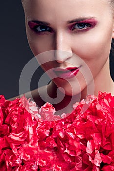 Close up portrait of young beautiful woman