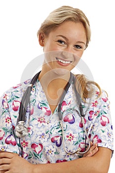 Close-up portrait of young nurse