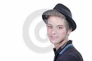 Close up portrait of young smiling cute teenager