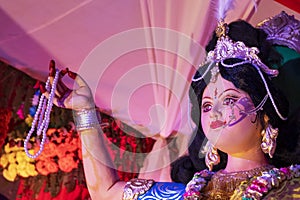 Close up portrat statue of saraswati maa, Goddess of music photo