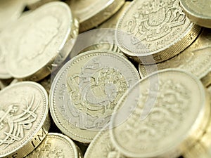 Close-up of Pound Coins photo