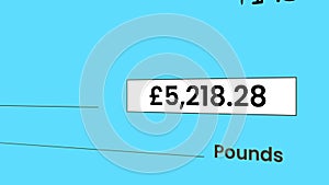 Close up of Pound Increasing counter number in Bank Check Cheque for Payment.