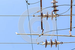 Close-up of a power line against the sky