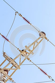 Close-up of a power line against the sky