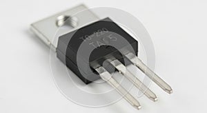 Close-up of a powerful electronic component a to-220 package semiconductor device