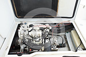Close up of the powerful engine of the modern car.