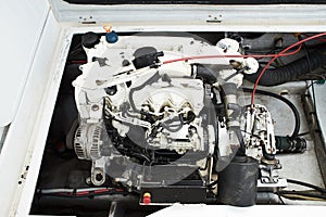 Close up of the powerful engine of the modern car.