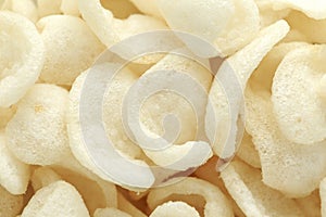 Close up Prawn Crackers snack. backgrounds, texture
