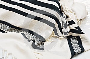 Close up of Prayer Shawl - Tallit photo