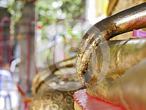 Close up praying hands of Buddha. Praying hands golden of Buddha.