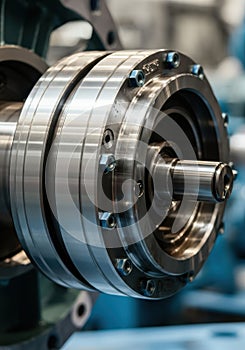 Close-up of a precision-engineered industrial machine component