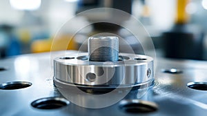 Close-Up of Precision Metal Component in Industrial Workshop Setting