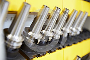 Close Up Of Precision Tools Used On CNC Machinery