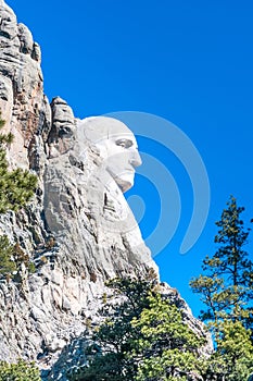 Close-up of President George Washington at Mount Rushmore National Memorial, South Dakota