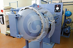 Close up pressurised industrial cylindrical turbine