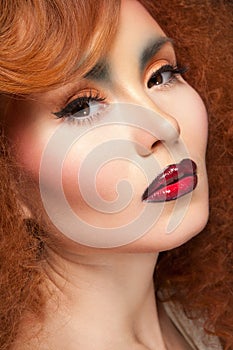 Close up of pretty woman with beauty make-up