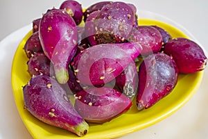 Close up prickly pears on plate