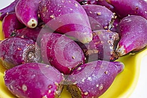 Close up prickly pears on plate