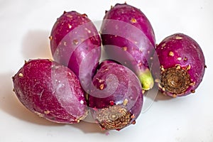 Close up prickly pears on plate