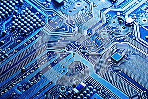 Close-up of Printed Blue Circuit Board