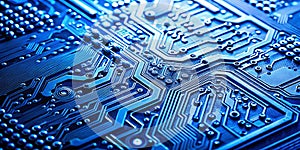 Close-up of Printed Blue Circuit Board