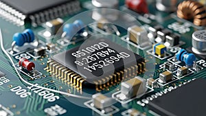 A close up of a circuit board with electronic components (ai generated)