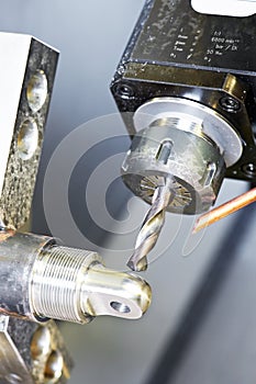 Close-up process of metal machining