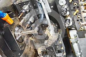 Close-up process of metal machining