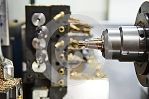 Close-up process of metal machining