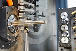 Close-up process of metal machining
