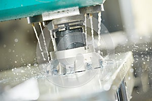 Close-up process of metal machining by mill