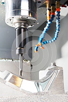 Close-up process of metal machining by mill