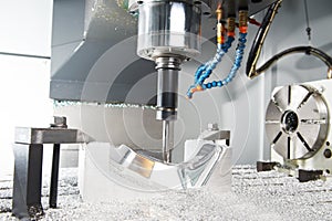 Close-up process of metal machining by mill