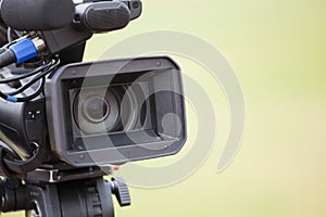 Close up of professional digital video camera